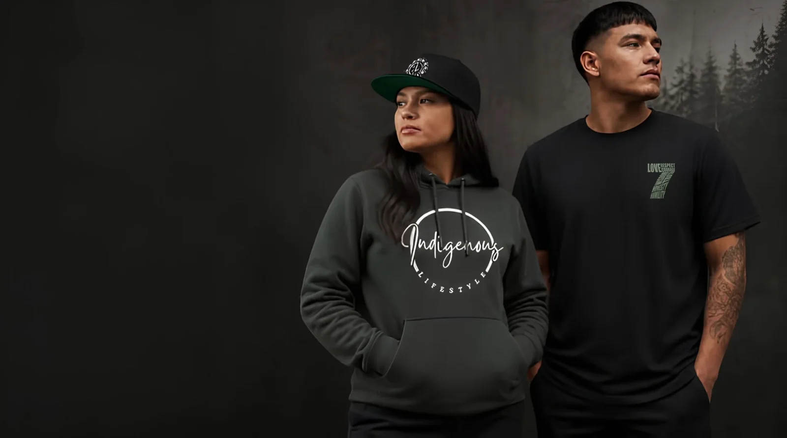 Indigenous Lifestyle campaign featuring branded streetwear from the client website
