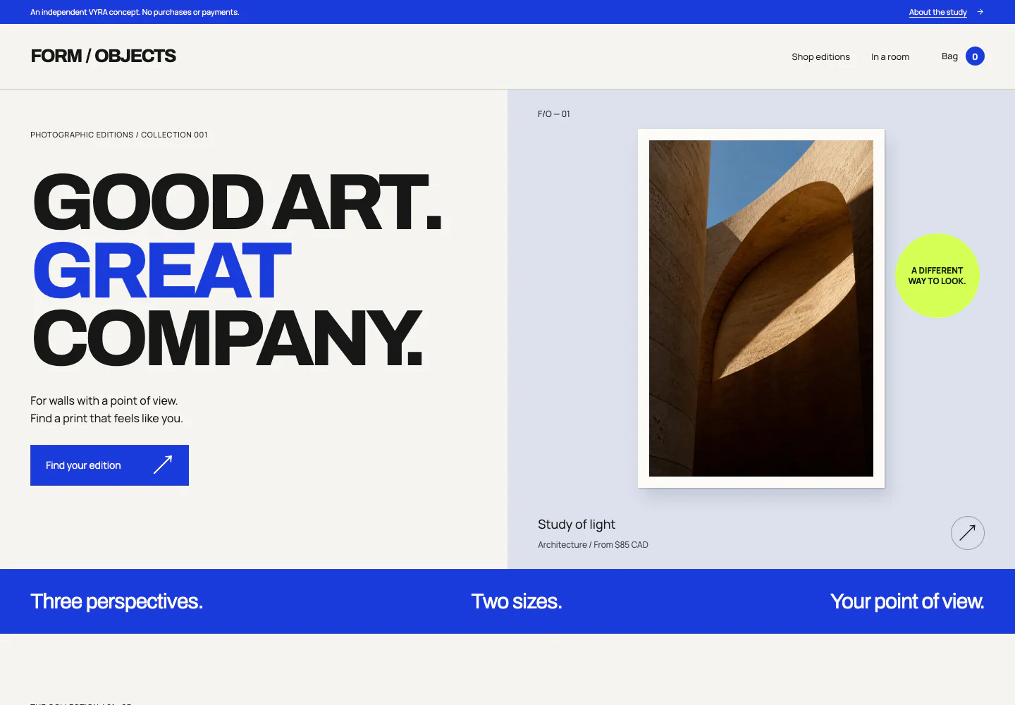 Form Objects concept on a wide screen