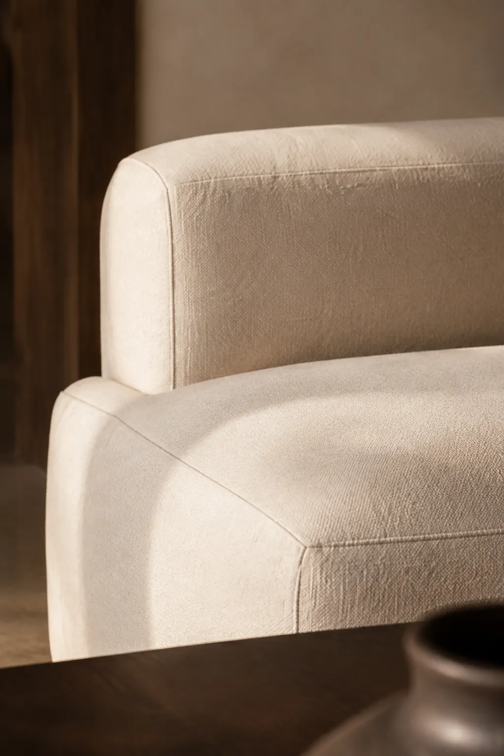 Linen upholstery and its tactile woven texture