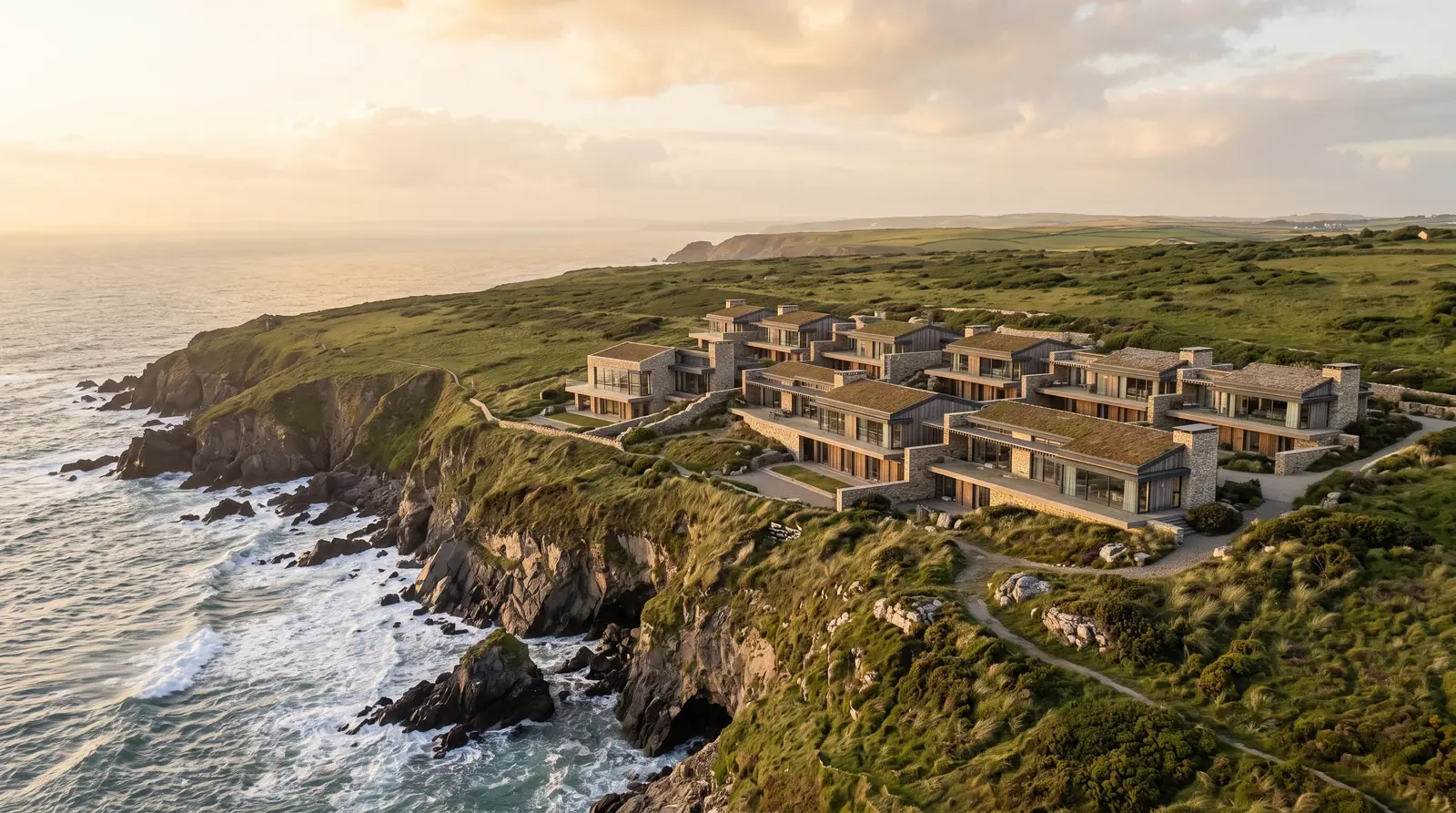 Aerial view of the Bluff Residences along the Atlantic headland.